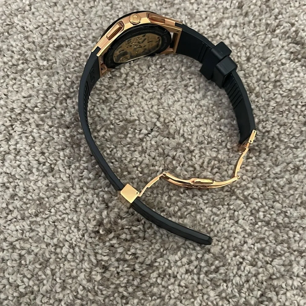 Bulova Curv Rose Gold Tone and Black Chronograph Watch - Picture 5 of 9